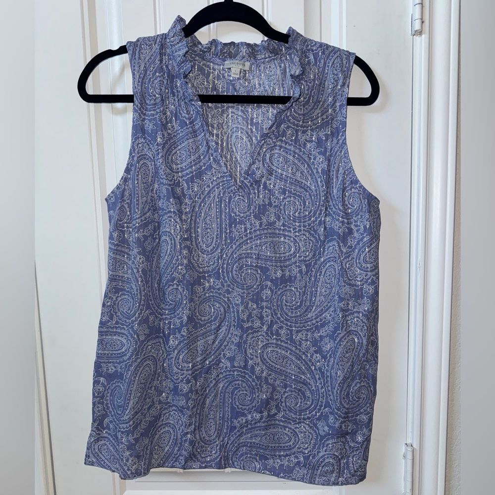 Talbots Blue Paisley Sleeveless V-Neck Camisole